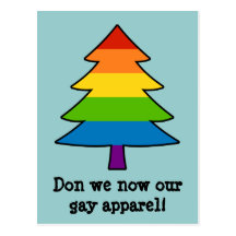 Rainbow Gay Xmas Tree Post Cards