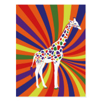 Rainbow Giraffe Art postcards