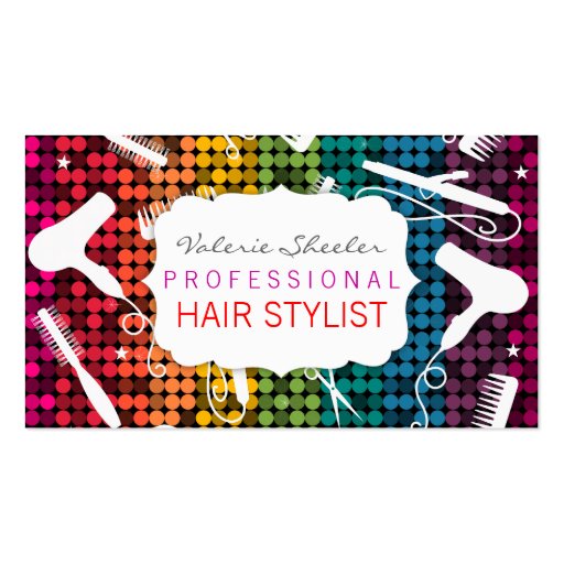 Rainbow Glam Hair Salon Business Cards (front side)