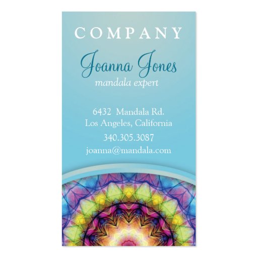 Rainbow Glass Mandala Business Card (back side)