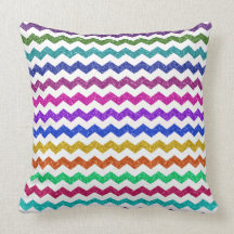 Rainbow glitter chevrons pattern throw pillows