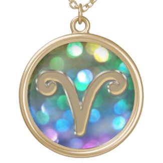 Rainbow Glitter Metallic Gold Aries Zodiac Sign