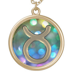 Rainbow Glitter Metallic Gold Taurus Zodiac Sign Pendants