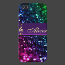 Rainbow Glitter Personalized Gold Music Clef Case iphone cases
