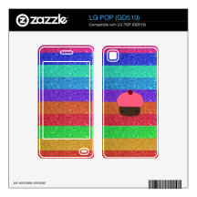 Rainbow glitter pink cupcake decals for the LG POP