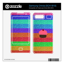 Rainbow glitter pink cupcake samsung omnia decals