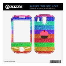 Rainbow glitter pink cupcake decals for samsung flight