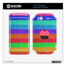 Rainbow glitter pink cupcake skin for HTC sensation