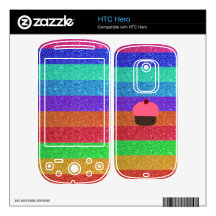 Rainbow glitter pink cupcake skin for HTC hero