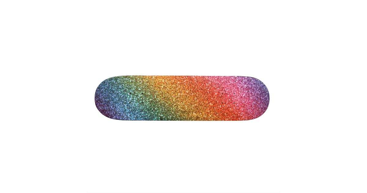 Rainbow glitter skateboard deck Zazzle