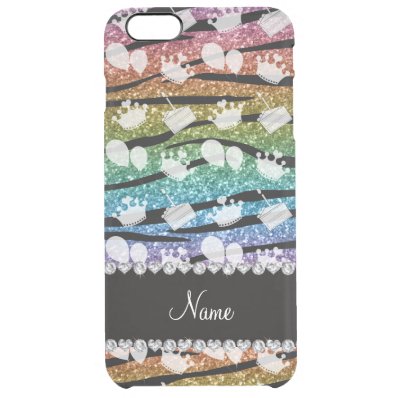 Rainbow glitter zebra stripe birthday cake balloon clear iPhone 6 plus case