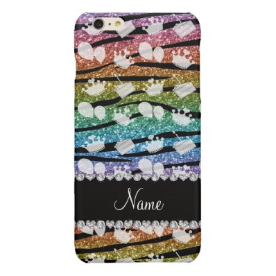 Rainbow glitter zebra stripe birthday cake balloon glossy iPhone 6 plus case