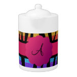 Rainbow glitter zebra stripes monogrammed