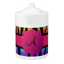 Rainbow glitter zebra stripes monogrammed