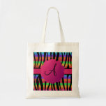 Rainbow glitter zebra stripes monogrammed canvas bags