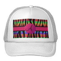 Rainbow glitter zebra stripes monogrammed mesh hat