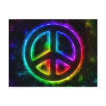 Rainbow Glow Peace Sign Postcard