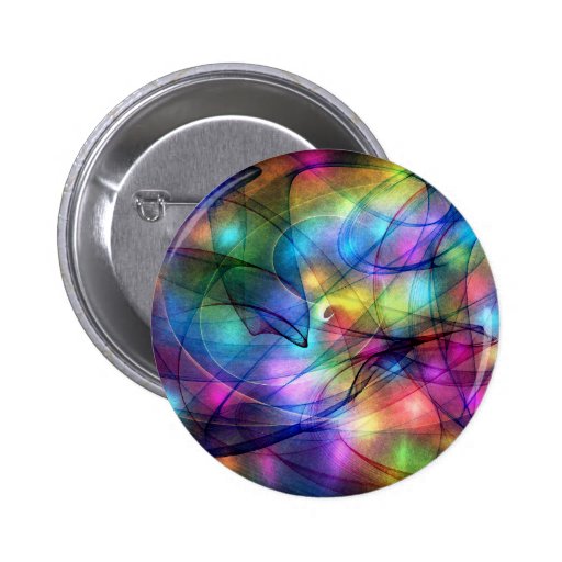 rainbow glowing lights pinback button