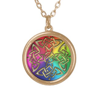 Rainbow Gold 4 Sided Celtic Knot Necklace