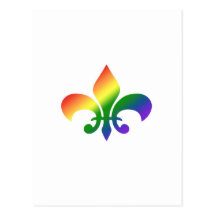 Rainbow Gradient Fleur de Lis Post Cards