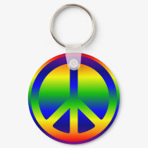 Rainbow Gradient Peace Symbol Keychain by designs4you Rainbow Gradient Peace Symbol Keychain