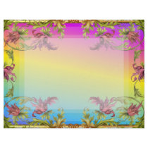 Rainbow gradient with purple flower fleur di lies customized letterhead