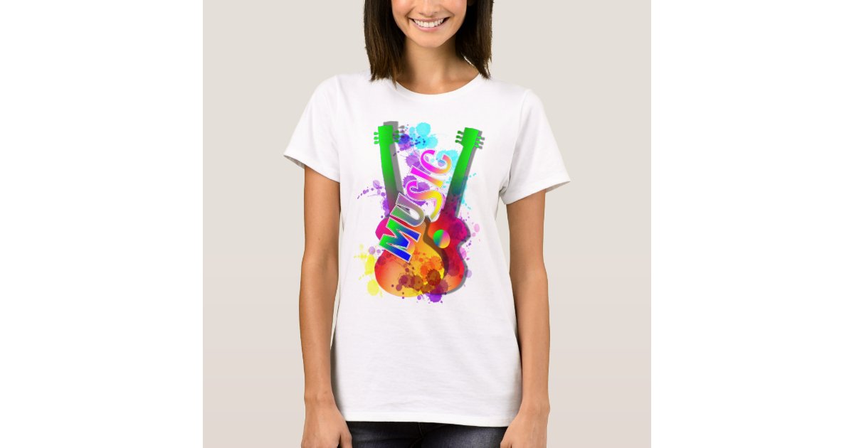 Rainbow Guitar Music Themed TShirt Zazzle