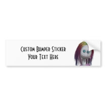 Rainbow Hair 3D Bonga Doll Halftone - Goth/Punk Bumper Stickers