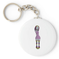 Rainbow Hair 3D Bonga Doll Halftone - Goth/Punk Key Chains