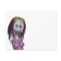 Rainbow Hair 3D Bonga Doll Halftone - Goth/Punk Postcard