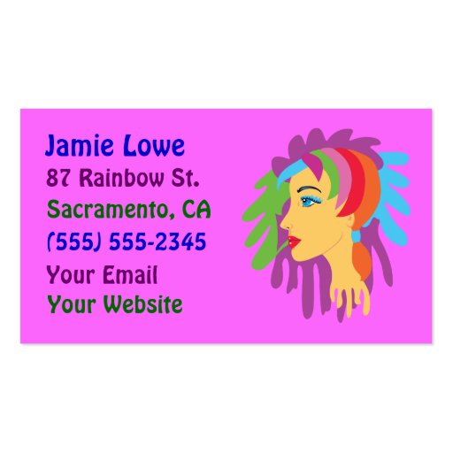 Rainbow Hair Girl Art Business Cards