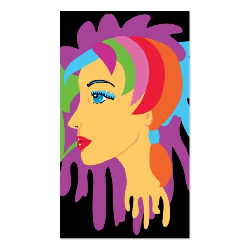 Rainbow Hair Girl Art Business Cards (back side)