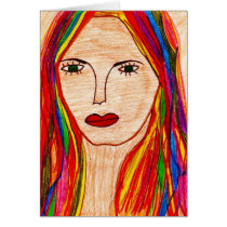 Rainbow Hair Girl cards