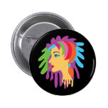 Rainbow Hair Pinback Buttons