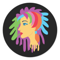 Rainbow Hair Round Sticker