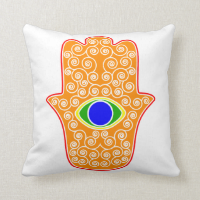 Rainbow Hamsa-Hand of Miriam-Hand of Fatima.png Throw Pillow