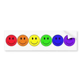 rainbow happiness smiley bumper sticker bumpersticker