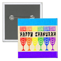 Rainbow Happy Chanukah Buttons buttons