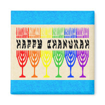 Rainbow Happy Chanukah Magnets