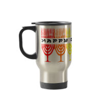 Rainbow Happy Chanukah Travel Mugs