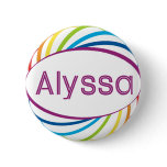 Rainbow happy frame Alyssa Pinback Buttons Rainbow happy frame Alyssa Pinback Buttons