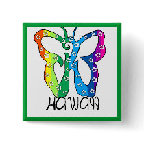Rainbow Hawaii butterfly buttons by marcya7 Rainbow Hawaii butterfly buttons