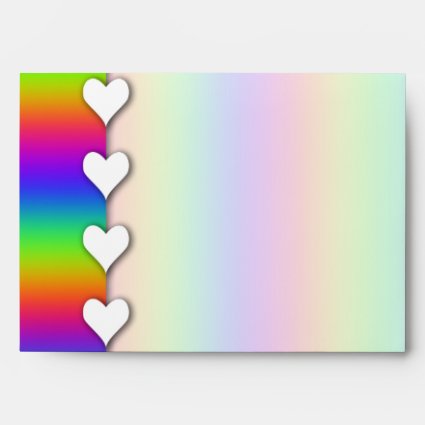 Rainbow Heart and Striped Wedding Envelope