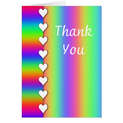 Rainbow Heart and Striped Wedding Thank You Greeting Card