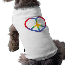 Rainbow Heart, Love, Peace Sign Dog Tee