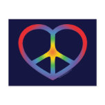 Rainbow Heart, Love, Peace Sign postcards