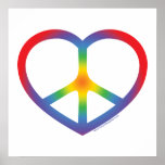 Rainbow Heart, Love, Peace Sign Poster