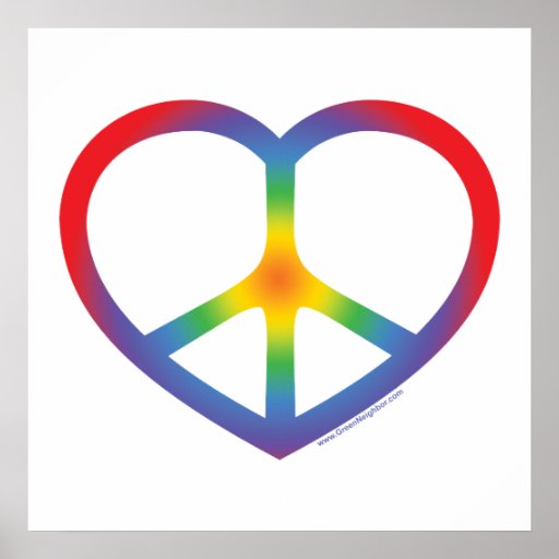 Rainbow Heart Love Peace Sign Poster Zazzle