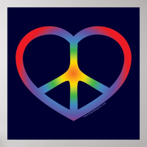 Rainbow Heart Love Peace Sign Print Zazzle