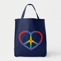 Rainbow Heart Peace Sign Canvas Bags